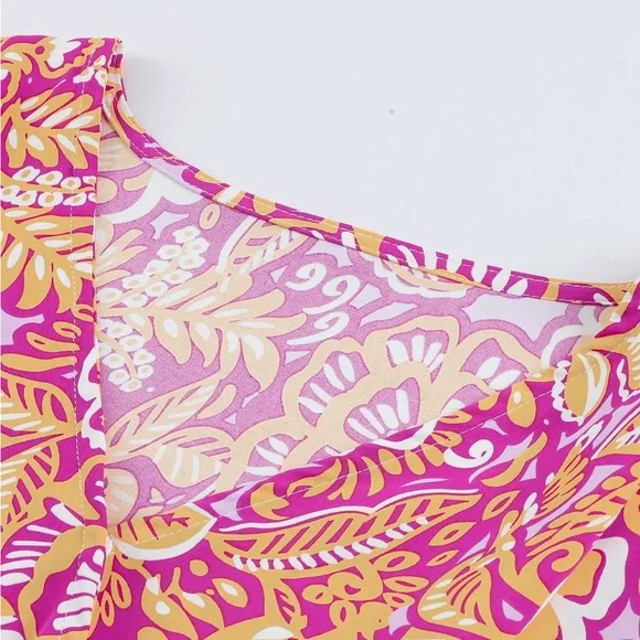 Boho Floral Print Belted Surplice Blouse Bohemian Top - Picture 12 of 15